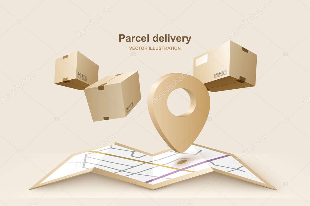 Parcel delivery. Concept for fast delivery service, vector illustration