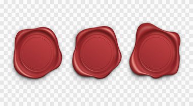 Bir çift kırmızı pul. Balmumu mühür. Retro etiket. Kalite garantisi etiketi, vektör illüstrasyonu