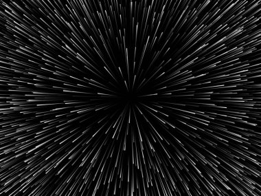 Space speed. Abstract starburst dynamic lines or rays, vector illustration clipart