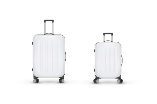 Realistischer Plastikkoffer Reisetasche Isoliert Auf Weißem Hintergrund Reisebanner Vorlage Vektorillustration — Stockvektor