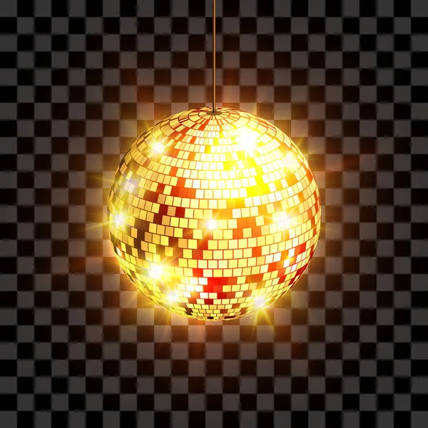 Boule Disco Avec Rayons Lumineux Isolés Sur Fond Transparent Illustration — Image vectorielle