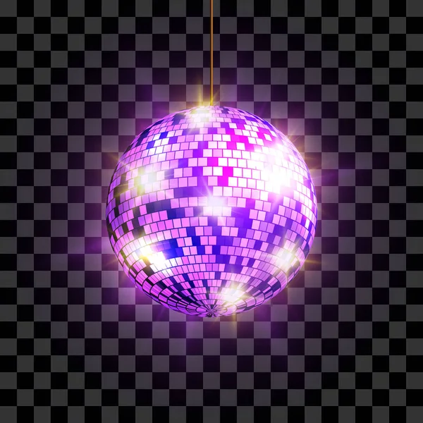 Disco Ball Light Rays Isolated Transparent Background Vector Illustration — Stock Vector