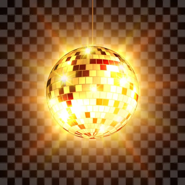 Boule Disco Avec Rayons Lumineux Isolés Sur Fond Transparent Illustration — Image vectorielle