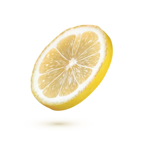 Lemon Realistis Diisolasi Pada Latar Belakang Putih Buah Kuning Segar - Stok Vektor