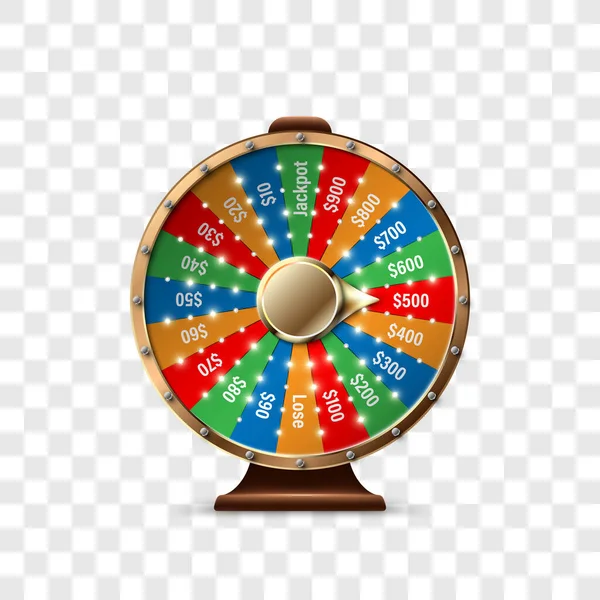 Wheel Fortune Play Win Jackpot Isolated Transparent Background Roulette Luck — Stock Vector