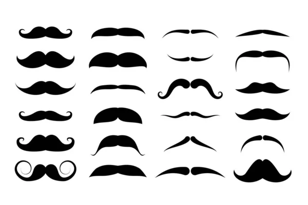 Set Mustaches Isolated White Background Vector Illustration — Stock Vector