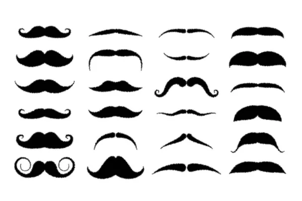 Set Mustaches Isolated White Background Vector Illustration — Stock Vector