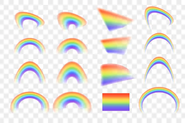 透明背景に隔離されたカラー虹のセット ベクトルイラスト — ストックベクタ