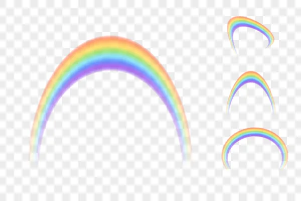 透明背景下孤立的一组彩色彩虹 矢量图解 — 图库矢量图片