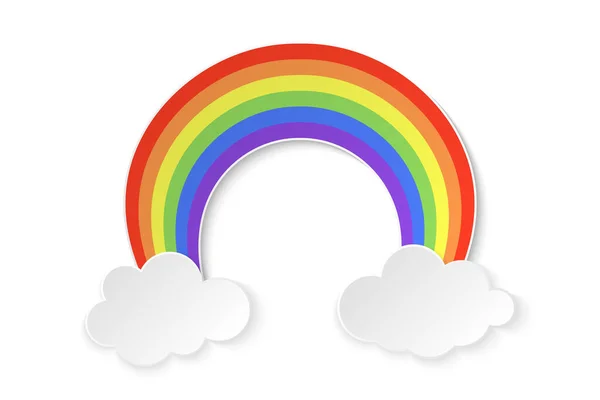 Color Rainbow Clouds Isolated White Background Vector Illustration — Stock Vector