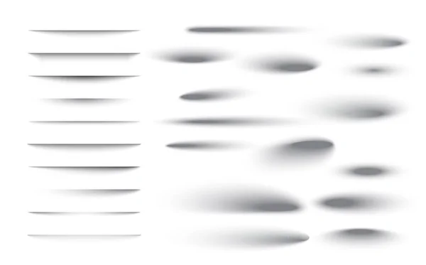 柔らかいエッジで透明な影のセット 透明な背景に隔離された現実的な影効果異なる形状 ベクトルイラスト — ストックベクタ
