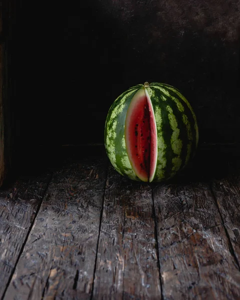 Watermelon Dark Vintage Background Copy Space — Stock Photo, Image