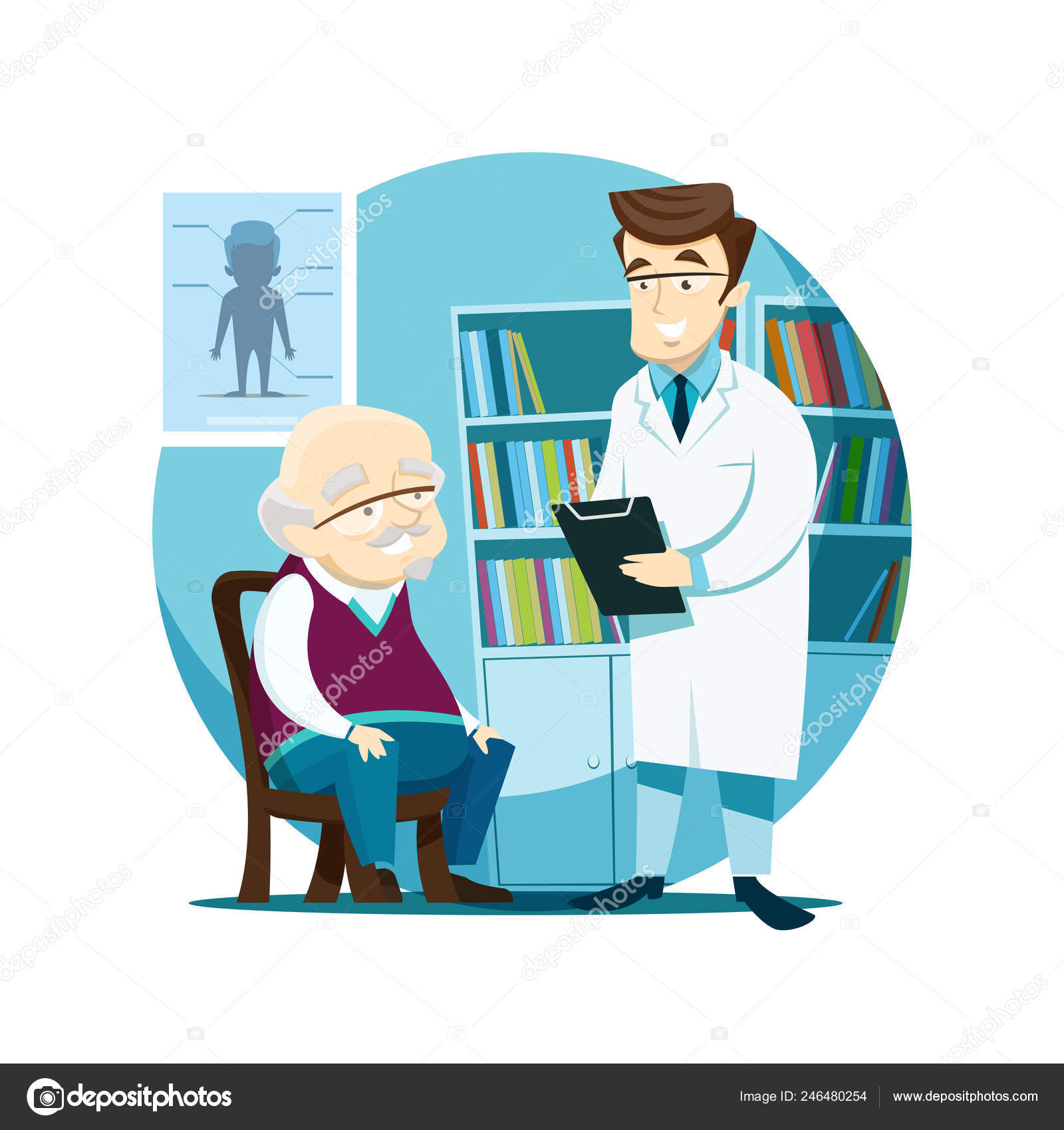Elderly patient on reception at the young doctor Stock Vector Image by  ©maxicam #246480254