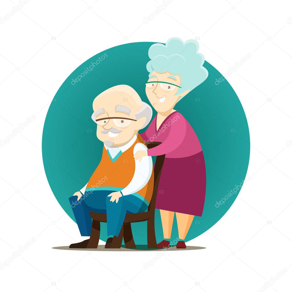 Happy elderly couple posing together