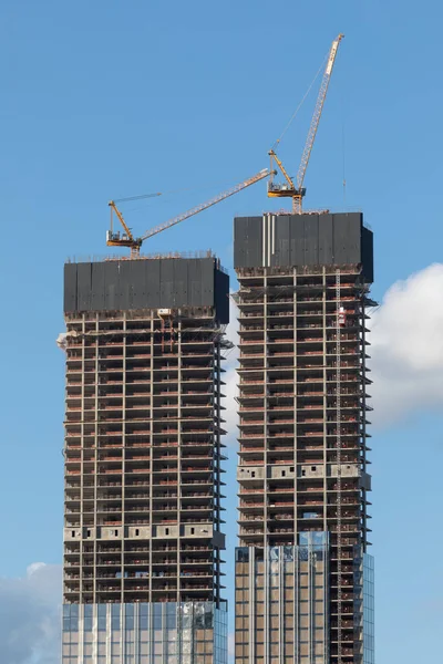 Capital Towers Lakótelep Építése Folyamatban Van Két Közeli Ház — Stock Fotó