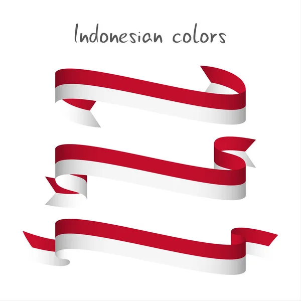 Set Dari Tiga Pita Vektor Berwarna Modern Dengan Warna Indonesia - Stok Vektor