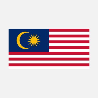 Simple vector Malaysian flag for your infographics, documents and templates isolated on a grey background, Malaysia clipart