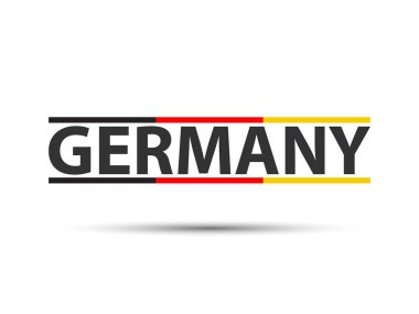 Alman üç renkli beyaz zemin üzerine izole sembolü renklendirilmiş Made in Germany, basit Alman kutsal kişilerin resmi, vektör çizim