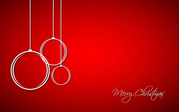 Tres Bolas Blancas Navidad Con Cuerdas Fondo Rojo Tarjeta Felicitación — Archivo Imágenes Vectoriales