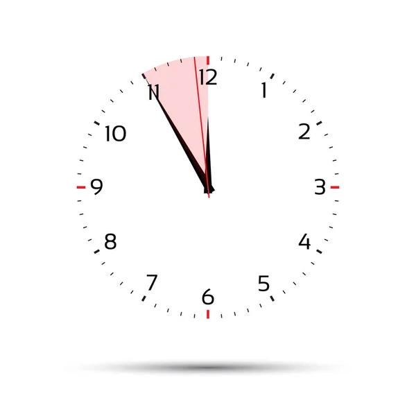 Tid Pengar Koncept Fem Minuter Tolv Röd Period Time Management — Stock vektor