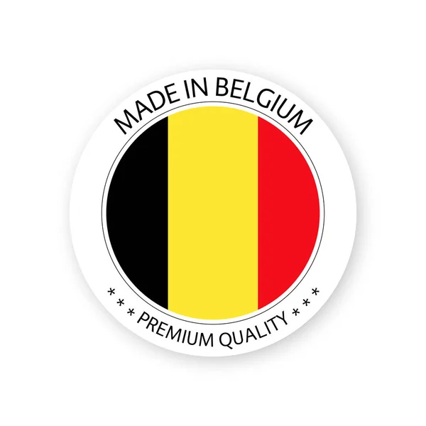 Vetor Moderno Made Belgium Etiqueta Isolada Fundo Branco Adesivo Simples — Vetor de Stock