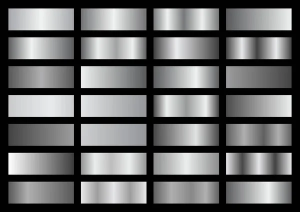 银金属梯度的矢量收集 铬梯度集 — 图库矢量图片