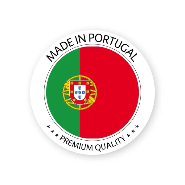现代矢量葡萄牙制造标签隔离在白色背景 简单的贴纸与葡萄牙的颜色 优质邮票设计 葡萄牙国旗 — 图库矢量图片