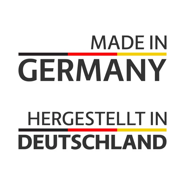 Twee Eenvoudige Vector Symbolen Made Germany Borden Met Duitse Tricolor — Stockvector