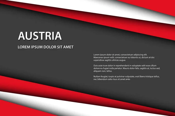 Fondo vectorial moderno, hojas de papel superpuestas en el aspecto de la bandera austriaca, Made in Austria, colores austriacos y espacio libre gris para su texto — Vector de stock