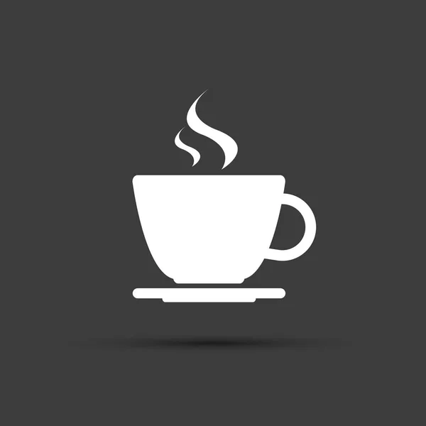 Проста сучасна біла чашка кави Векторна іконка на сірому фоні, символ чашки еспресо — стоковий вектор
