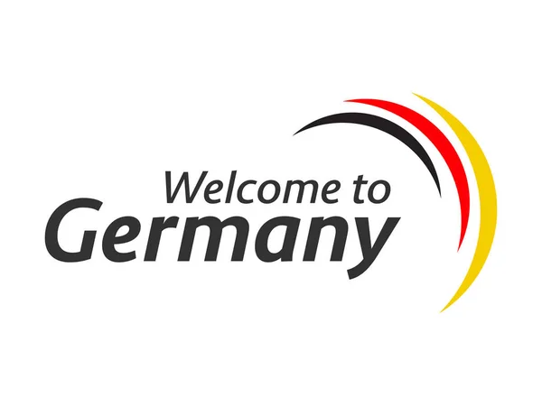 Eenvoudige vector symbolen Welkom naar Duitsland met Duitse vlag, moderne Duitse icoon geïsoleerd op een witte achtergrond, vectorillustratie — Stockvector