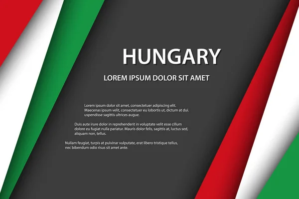 ハンガリーの色とあなたのテキストのための自由な灰色のスペースを持つベクターの背景、ハンガリーの旗、ハンガリー製、ハンガリーのアイコンとシンボル — ストックベクタ