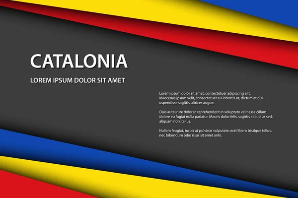 Современный векторный фон с каталонскими цветами и серым свободным пространством для текста, накладываемые листы бумаги в виде каталонского флага, Made in Catalonia — стоковый вектор