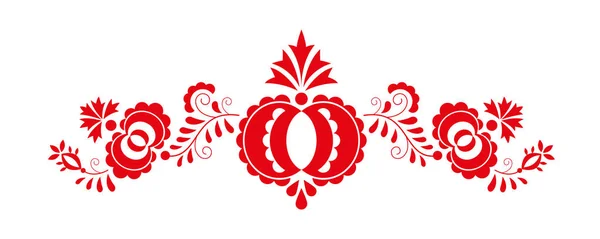 Geleneksel halk süsleme, bölgeden Slovacko, çiçek nakış sembolü beyaz arka plan üzerinde vektör illüstrasyon izole Moravyalı süsleme