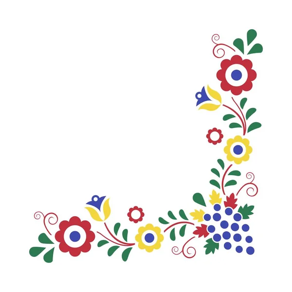 Adorno folclórico tradicional, el ornamento de Moravia, símbolo de bordado floral aislado sobre fondo blanco, ilustración vectorial — Archivo Imágenes Vectoriales