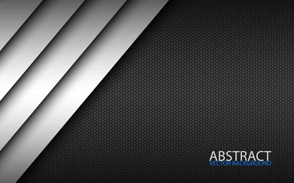 Zwart-wit modern materiaal ontwerp met een zeshoekig patroon, Corporate template voor uw bedrijf, Vector abstract breedbeeld achtergrond — Stockvector