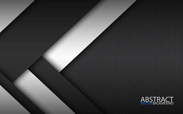 Capas en blanco y negro por encima de la otra, diseño de materiales modernos con un patrón hexagonal, plantilla corporativa para su negocio, fondo de pantalla ancha abstracto vectorial — Archivo Imágenes Vectoriales