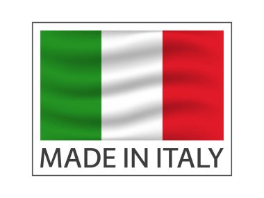 İtalya 'da yapılmış kalite işareti, beyaz arkaplanda izole edilmiş İtalyan üç renkli vektör sembolü