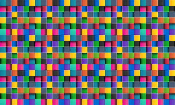 Kleurrijke vierkante abstracte achtergrond met witte lijnen, gekleurd vierkant met schaduwen, pixel mozaïek, vector illustratie — Stockvector