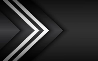 Siyah ve beyaz bindirmeli oklar, metin, malzeme tasarımı, soyut geniş ekran arka plan için yer ile soyut modern vektör arka plan