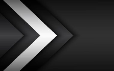 Siyah ve beyaz bindirmeli oklar, metin, malzeme tasarımı, soyut geniş ekran arka plan için yer ile soyut modern vektör arka plan