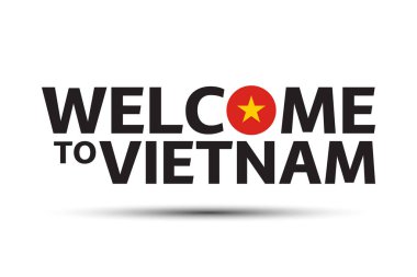 Vietnam sembolüne hoş geldiniz. Beyaz arka planda izole edilmiş Vietnam bayrağı olan basit bir Vietnam ikonu. Vektör illüstrasyonu