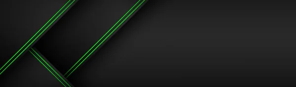 Encabezado Vectorial Perforado Material Negro Verde Banner Diseño Con Rejilla — Vector de stock