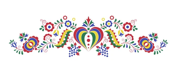 Традиционный Народный Орнамент Чешский Орнамент Региона Подлузи Цветочная Вышивка Декоративный — стоковый вектор
