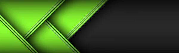 黑色和绿色材料设计头 现代技术的横幅与重叠的纸与黑线 广谱矢量图解 — 图库矢量图片