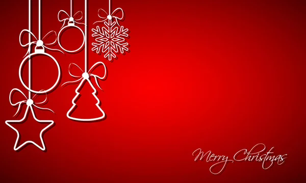 Fondo Rojo Navidad Con Bolas Navidad Copo Nieve Estrella Tarjeta — Archivo Imágenes Vectoriales