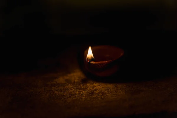 Diwali Ljus Med Hjälp Traditionella Diwa Gjort Jord Jord — Stockfoto