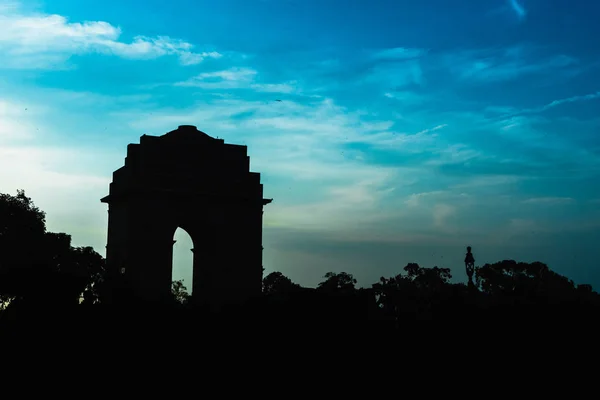 Silhueta da Índia Gate, Nova Deli — Fotografia de Stock