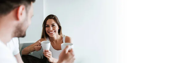 Imagen Primer Plano Pareja Bebiendo Una Taza Café — Foto de Stock