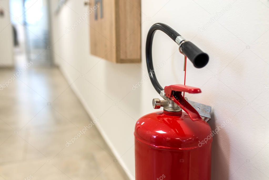 close-up photo of Fire extinguisher. 